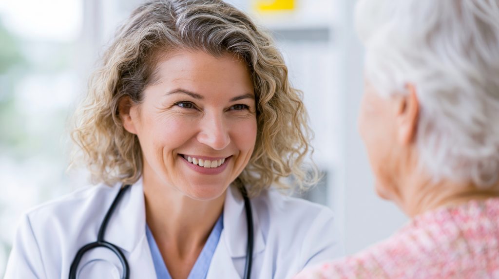 Bild einer Ärztin im Gespräch mit einer Patientin. | CC0 Public Domain-Lizenz | AI generiert