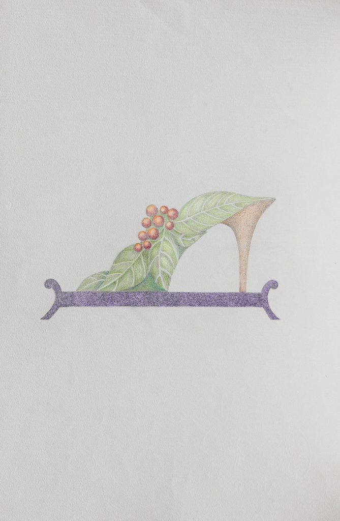 Eine Arbeit von Greta Schödl aus der Schuh-Serie. | Entstanden in den 1980er Jahren.